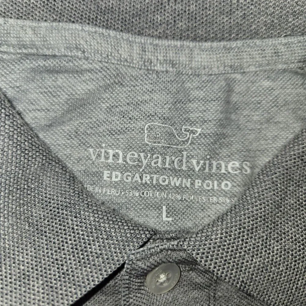 Mens Vineyard Vines Edgartown Polo Gray Large Embroidery On Sleeve 